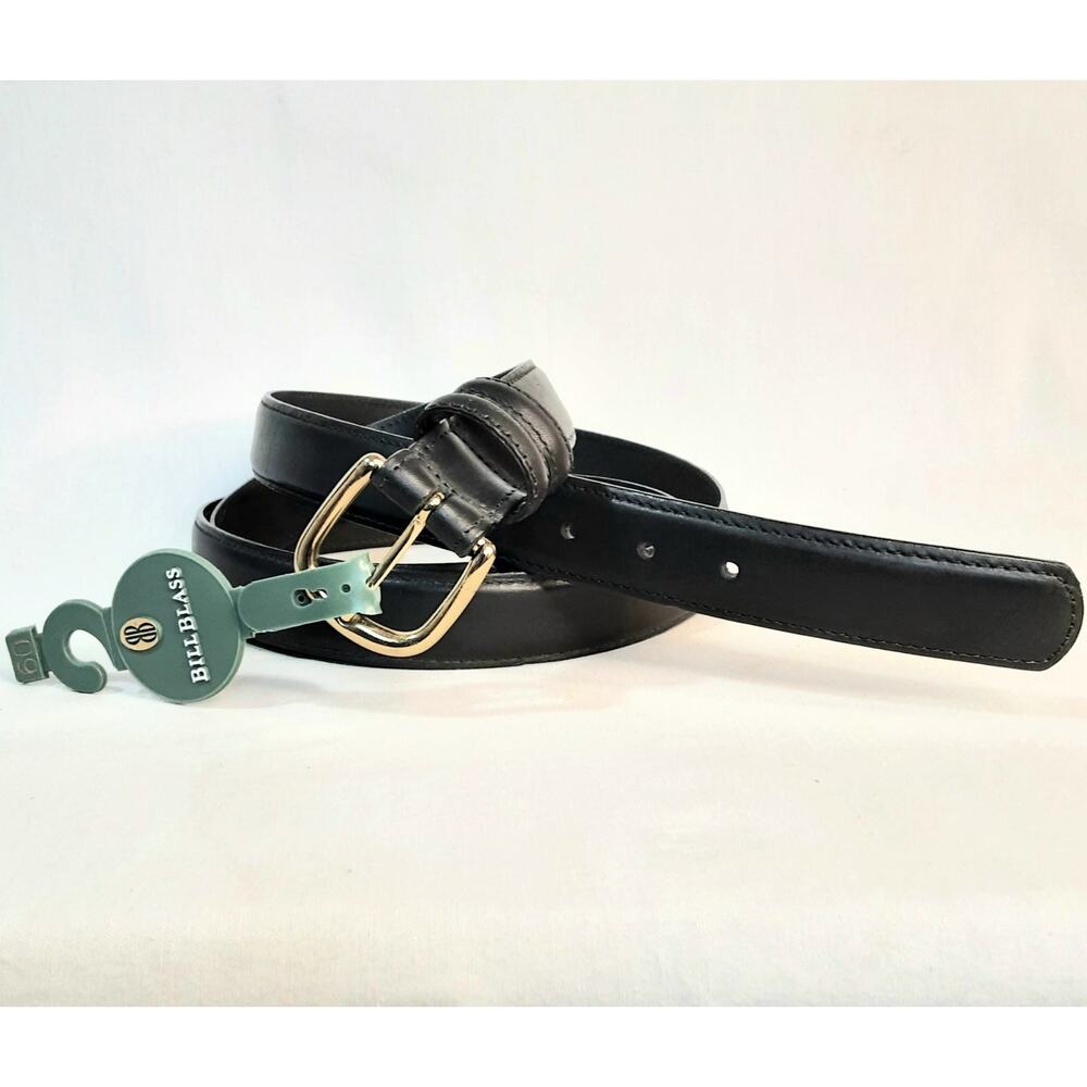💎Bill Blass Top Grain Black Leather Belt Made In USA Size 60